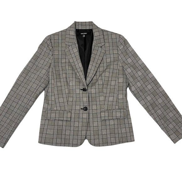 Nine West Plaid Blazer Classic Career Office Business Pockets Like New Size 8 - Picture 1 of 12